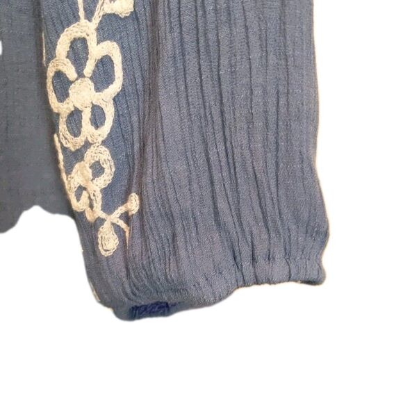 ANNELIEGE Blue Tunic Blouse Embroidered Lined Size M - Picture 5 of 11